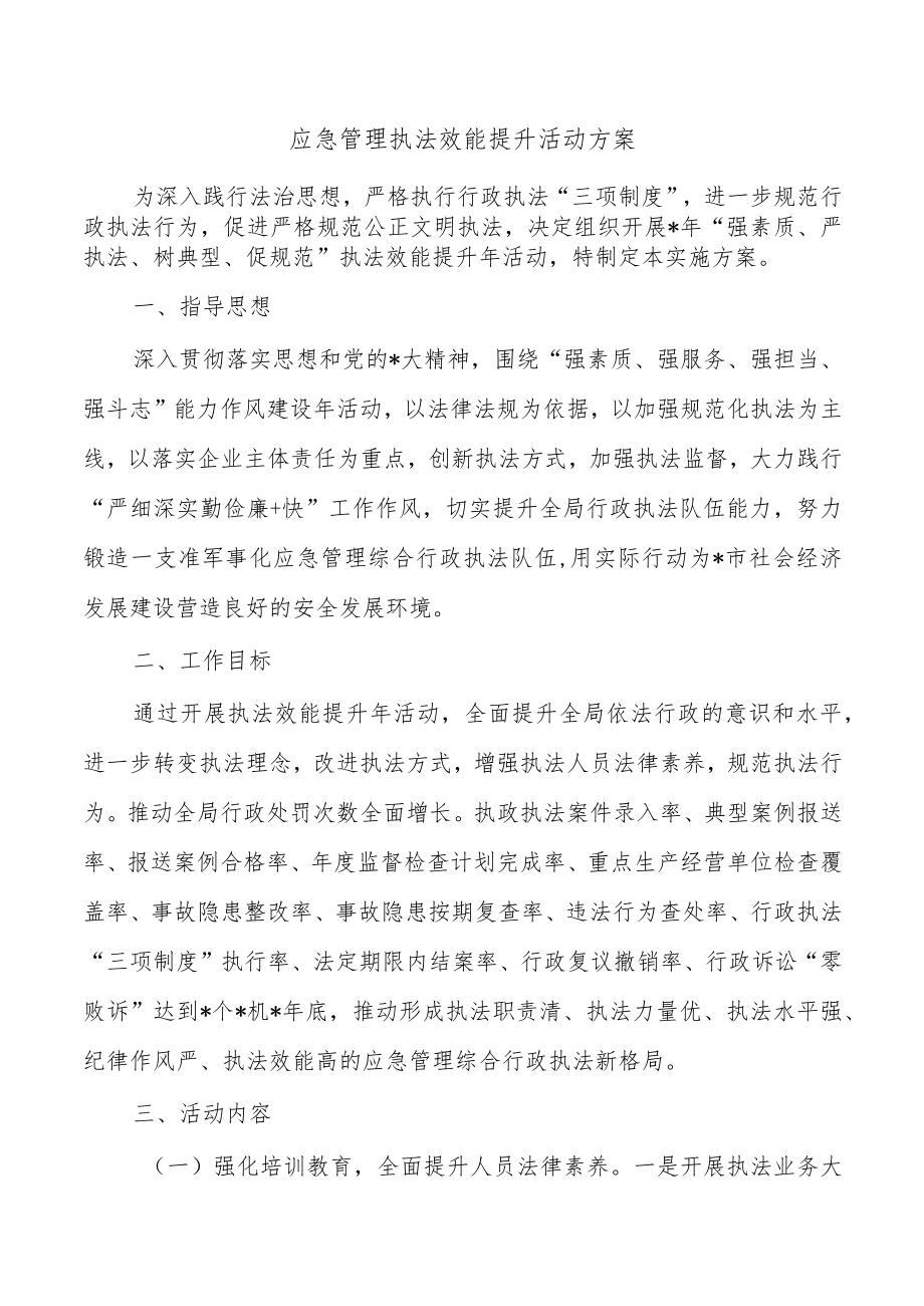 应急管理执法效能提升活动方案.docx_第1页