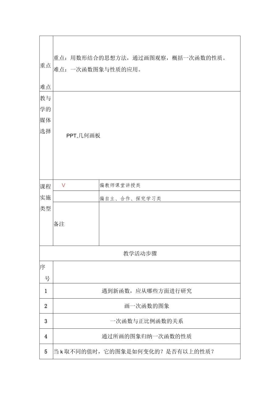 一次函数的图象和性质 教学设计.docx_第2页