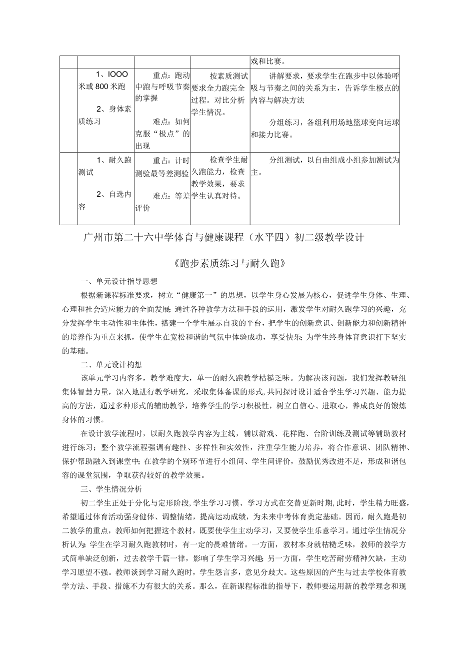 （水平四）初二年级跑步单元《体育与健康——发展耐力素质》 教学设计.docx_第2页