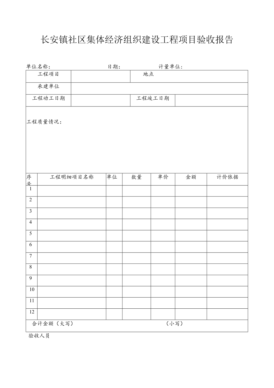 长安镇社区集体经济组织建设工程项目验收报告.docx_第1页