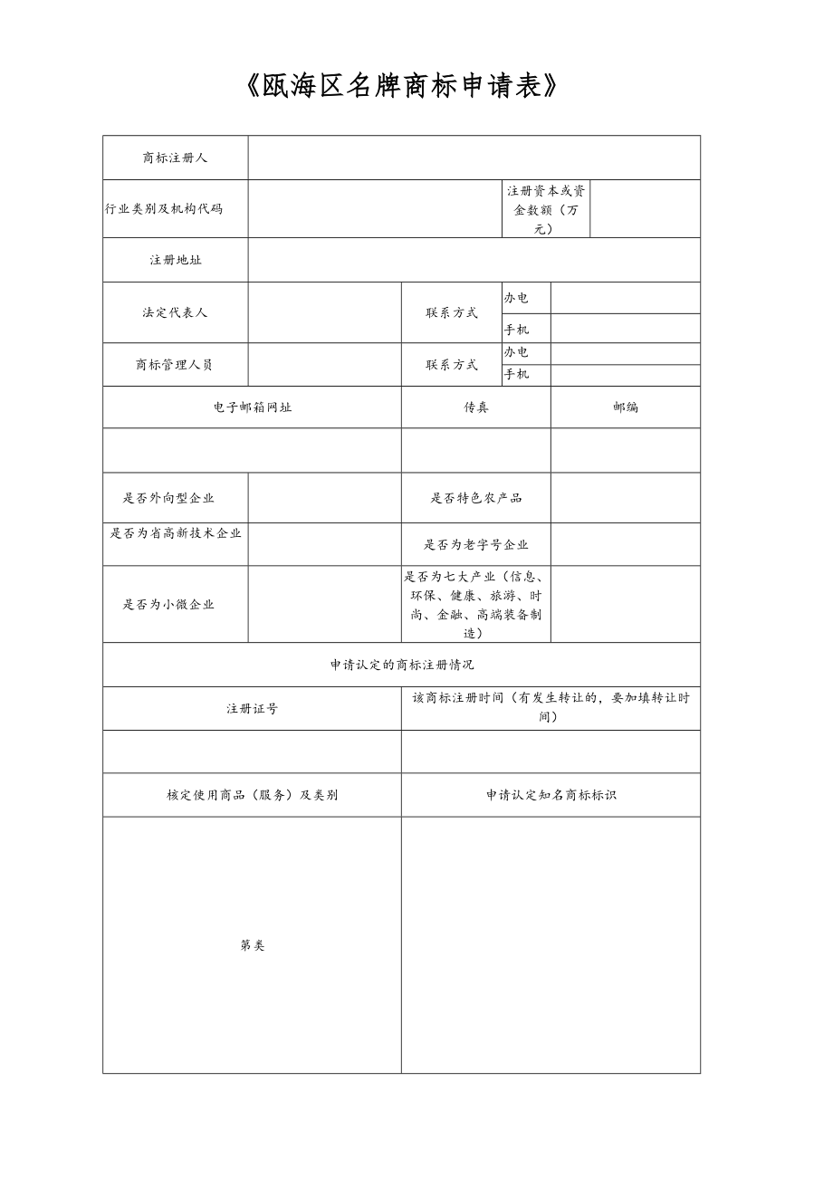 瓯海区名牌商标认定申请表.docx_第2页