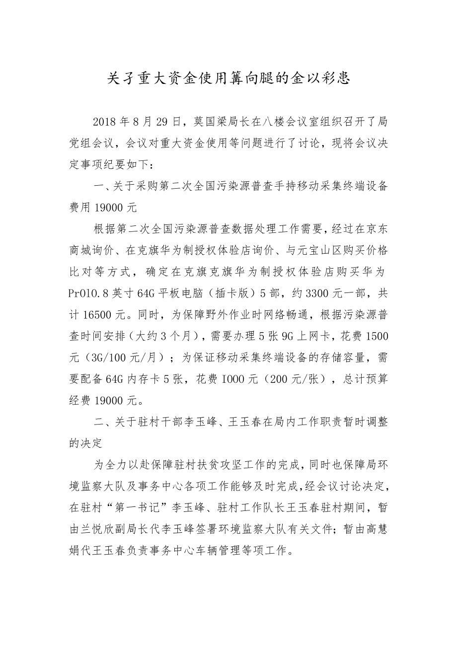 关于重大资金使用等问题的会议纪要.docx_第1页