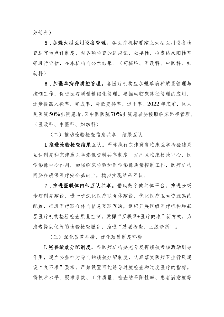 蓟州区卫生健康委进一步规范医疗行为促进合理医疗检查工作实施方案.docx_第3页