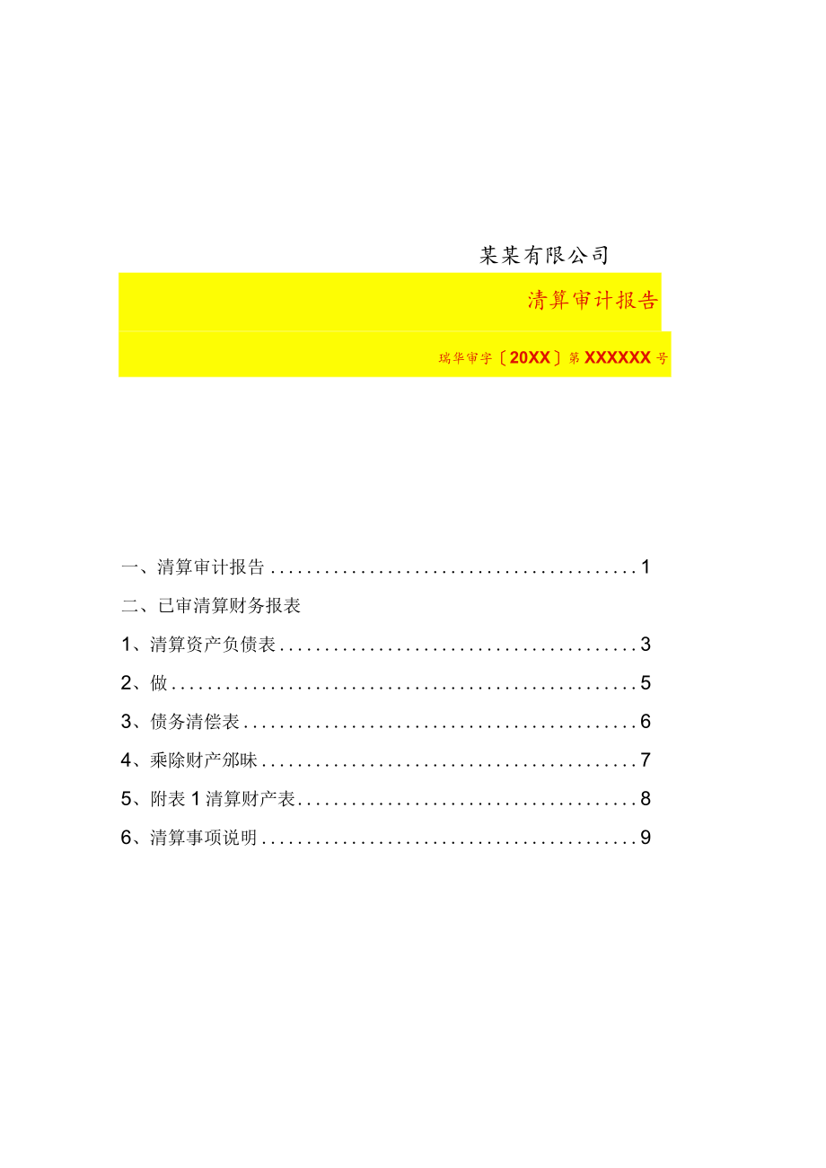 审计报告封面及目录.docx_第1页