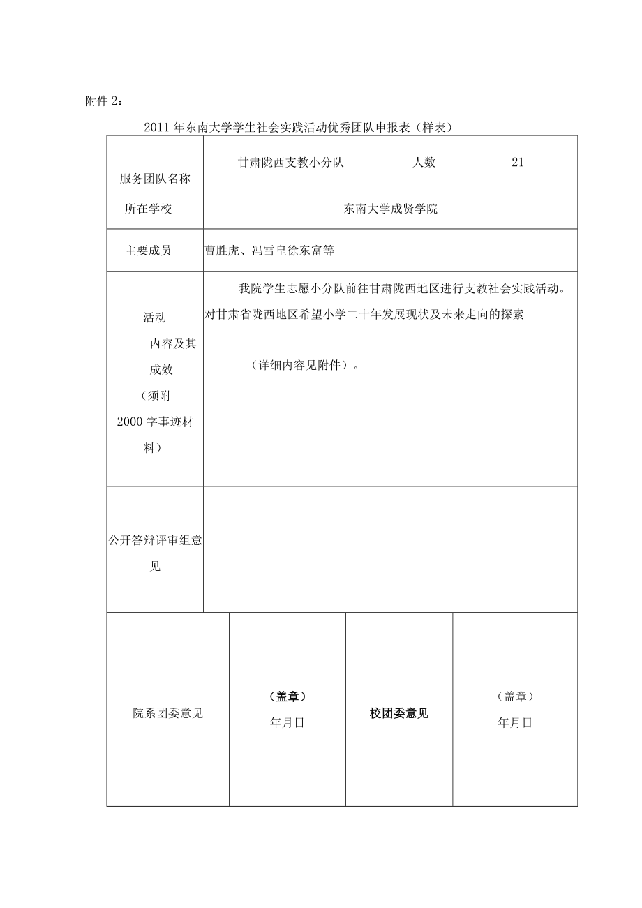 大学学生社会实践活动优秀团队申报表（样表）.docx_第1页