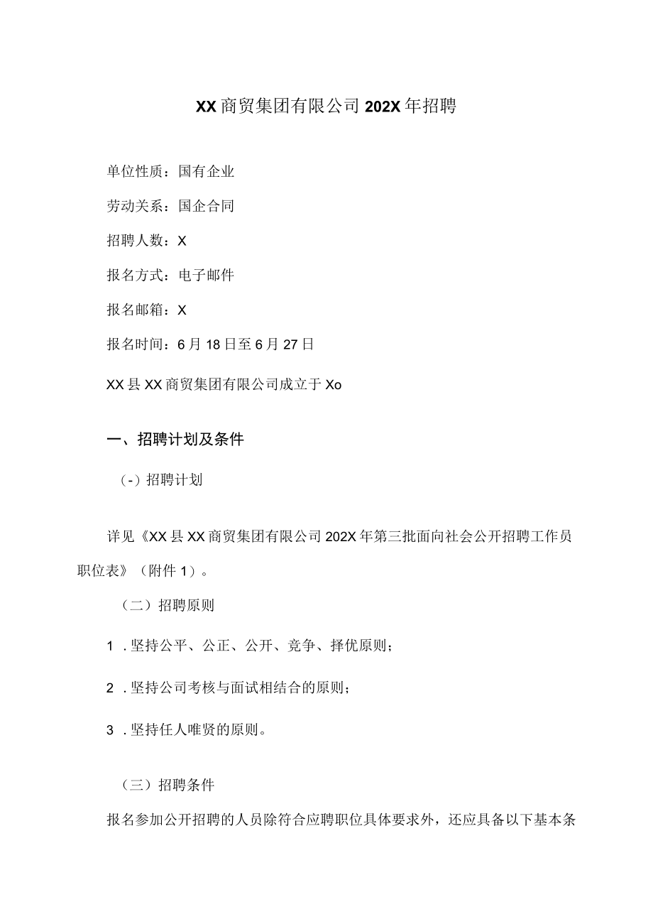 XX商贸集团有限公司202X年招聘.docx_第1页