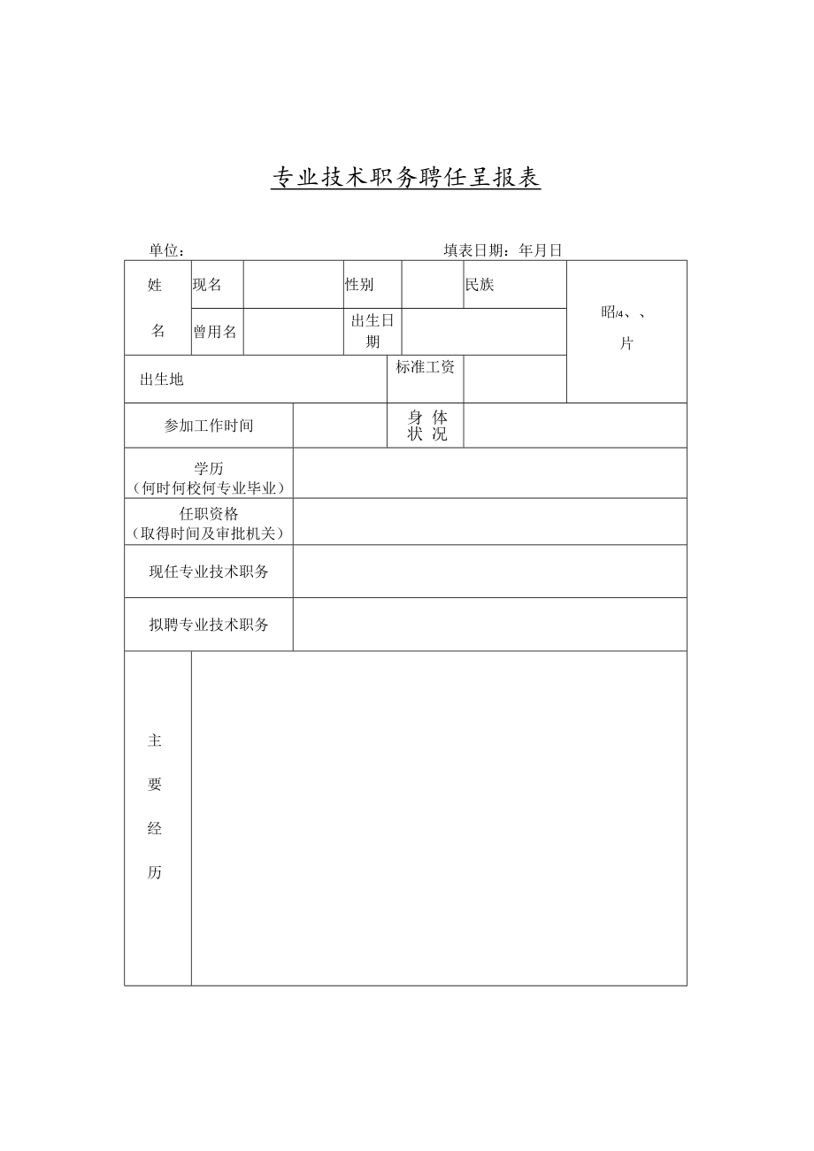 专业技术职务聘任呈报表.docx_第1页