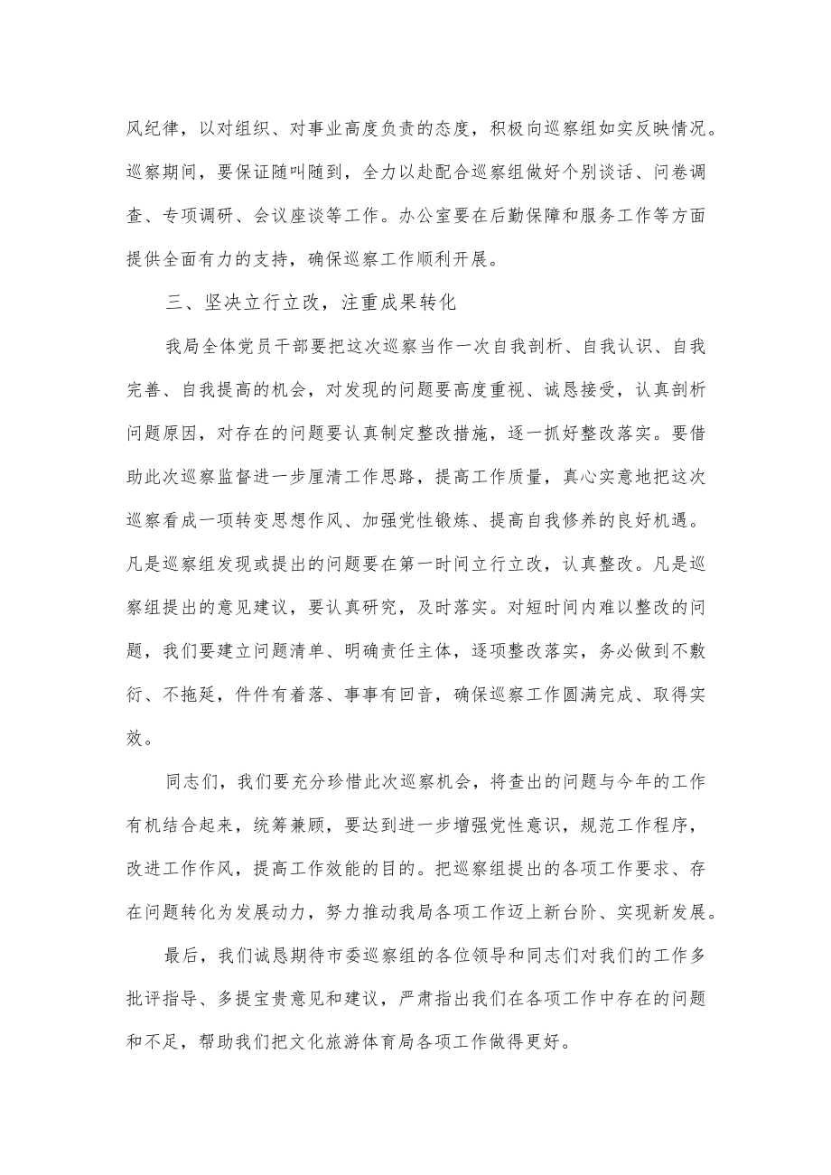 市文化旅游体育局党组书记在巡察工作动员会上的表态发言.docx_第3页