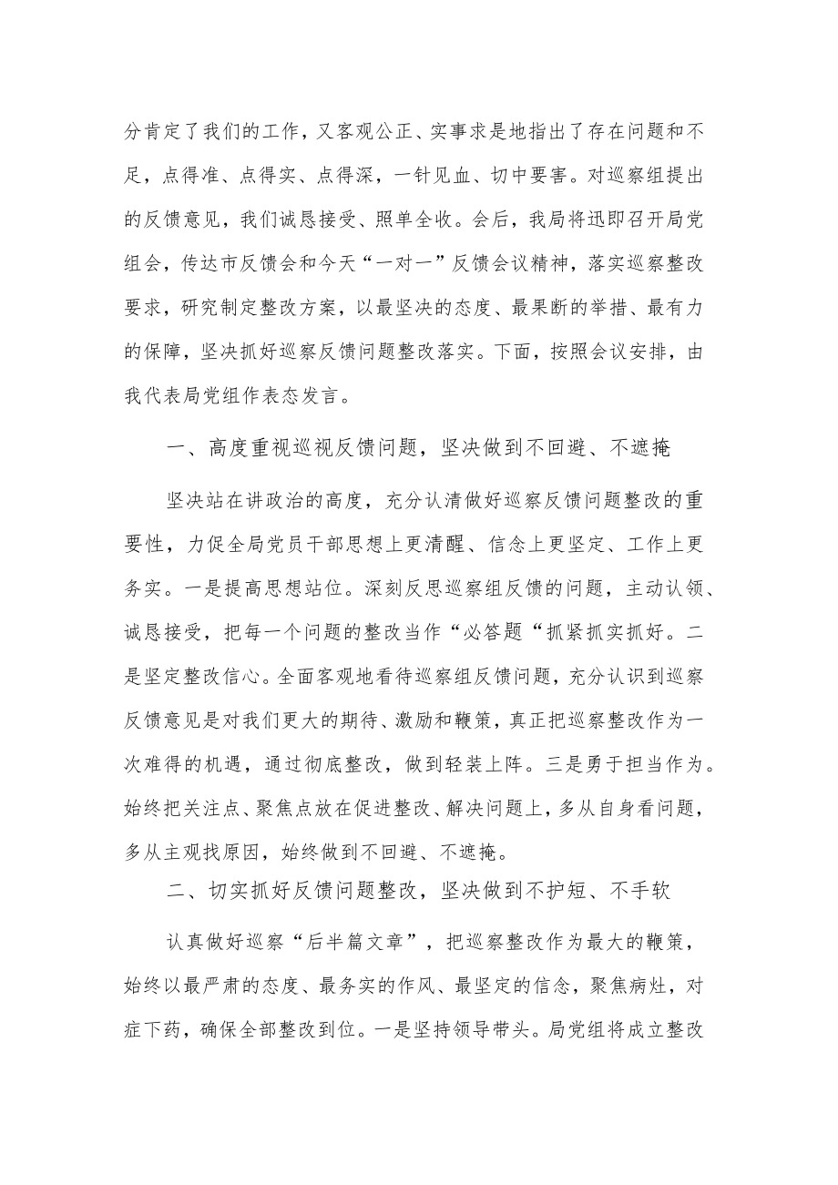 关于在巡察组巡察意见专题反馈会上的表态发言稿范文.docx_第2页