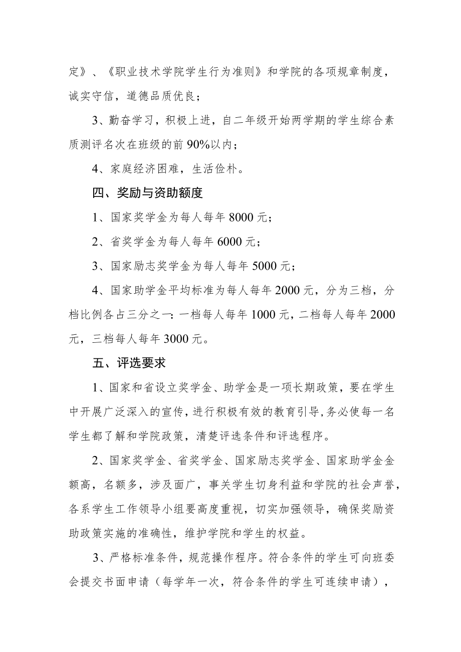 职业技术学院国家奖学金、省政府奖学金、国家励志奖学金、国家助学金评选办法.docx_第3页