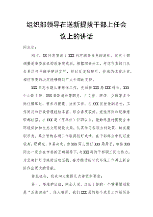 组织部领导在送新提拔干部上任会议上的讲话.docx