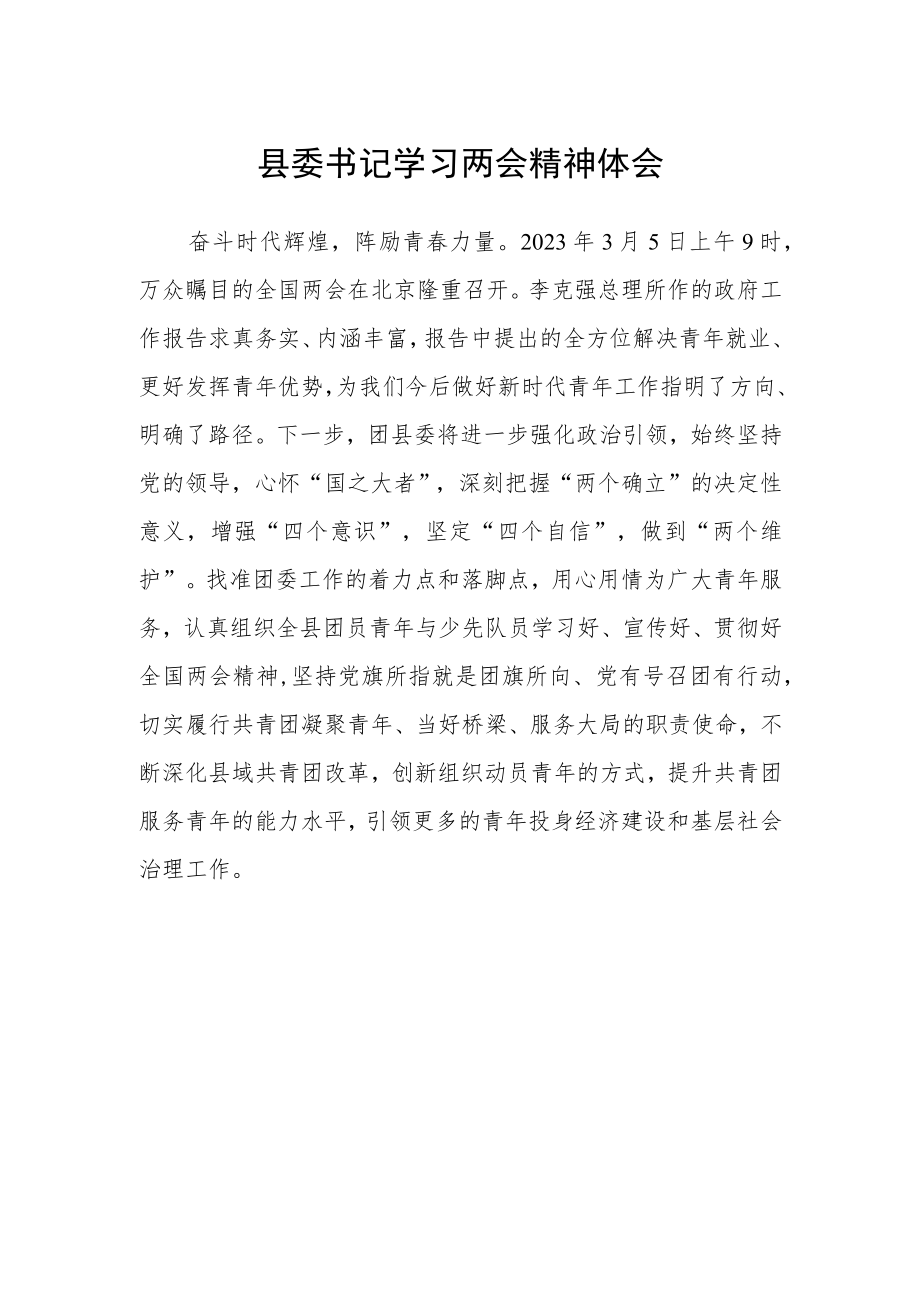 县委书记学习两会精神体会.docx_第1页