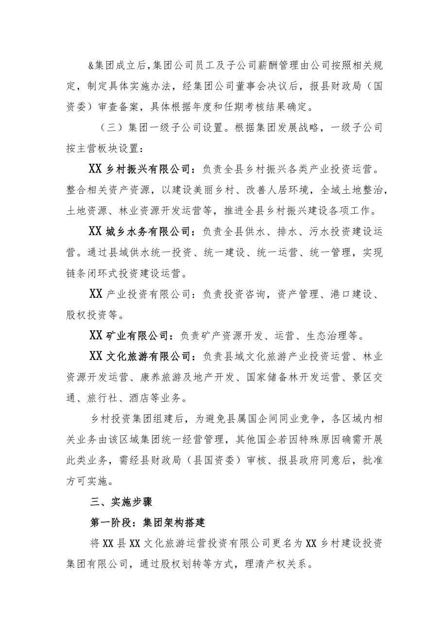 XX乡村建设投资集团有限公司组建方案.docx_第3页