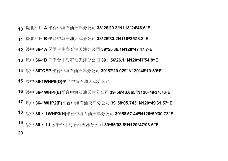 中国沿海海上石油设施位置总表.docx_第2页