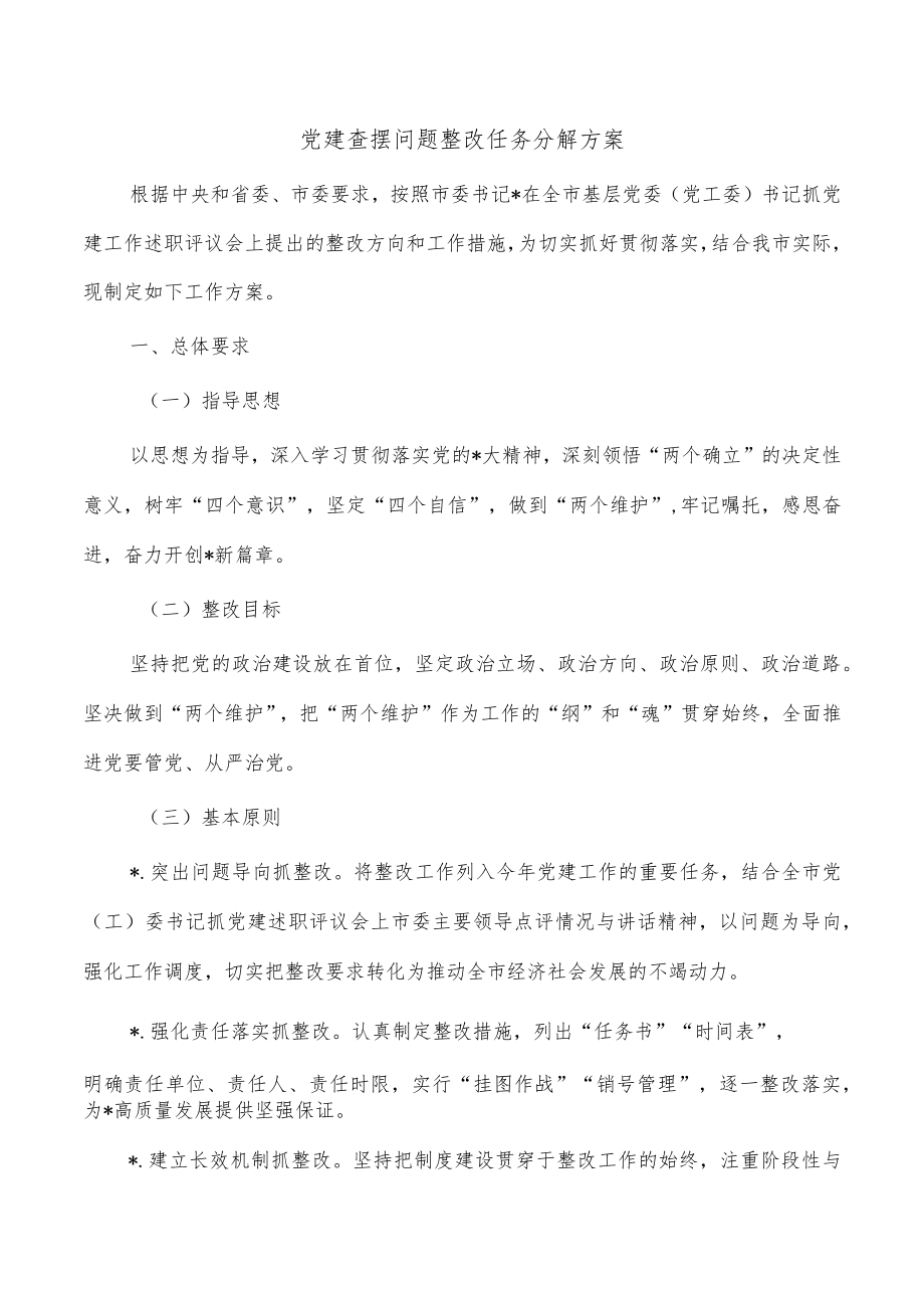 党建查摆问题整改任务分解方案.docx_第1页