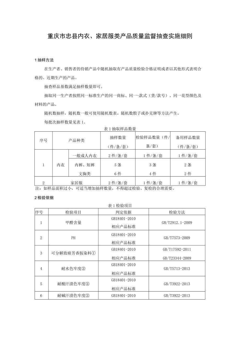 重庆市忠县内衣、家居服类产品质量监督抽查实施细则.docx_第1页