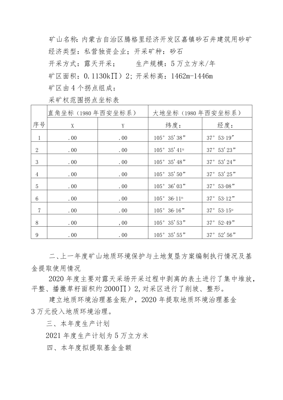 阿拉善左旗嘉镇大井沟砂石厂年度治理计划书.docx_第2页