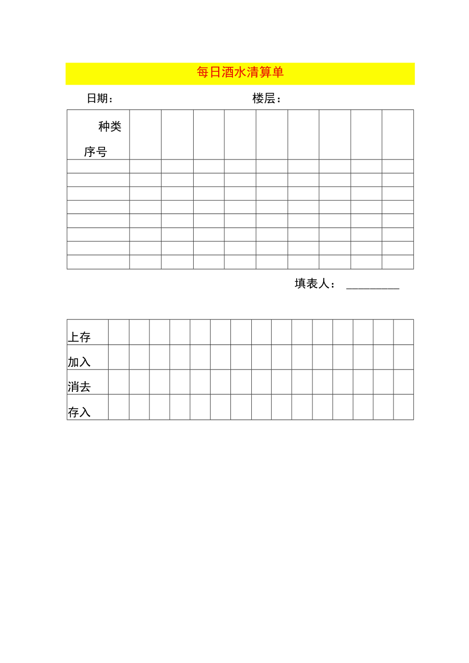 每日酒水清算单.docx_第1页