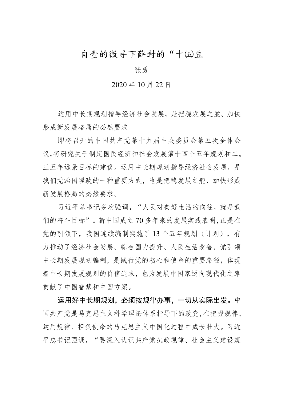 在党的领导下谋划好“十四五”.docx_第1页