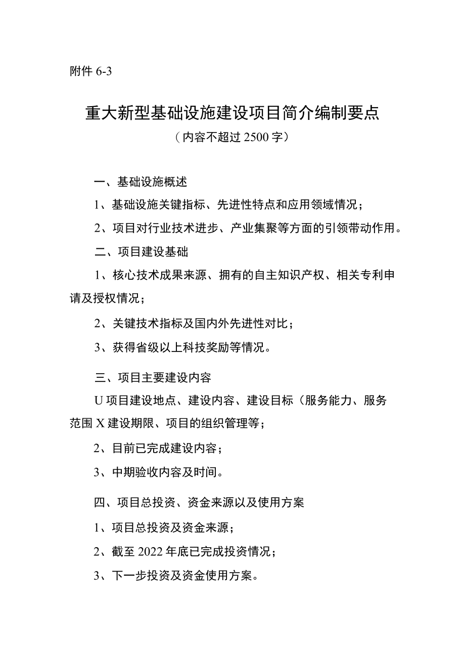 重大新型基础设施建设项目简介编制要点.docx_第1页