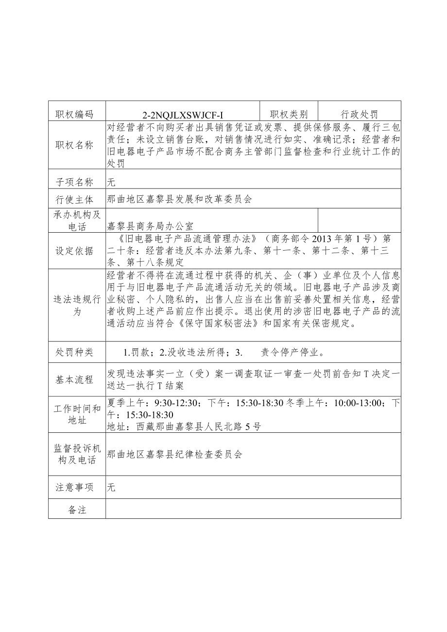 那曲地区嘉黎县商务局行政处罚服务指南.docx_第1页