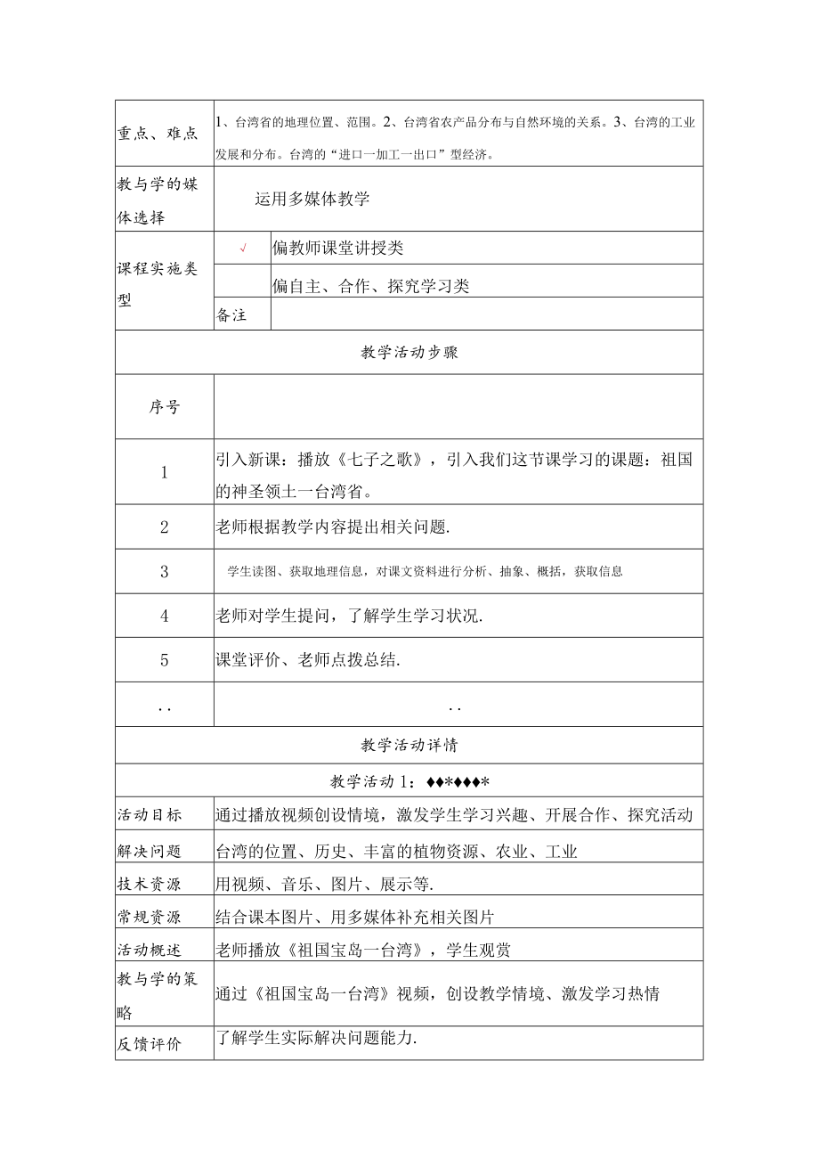 祖国的神圣领土—台湾省 教学设计.docx_第2页