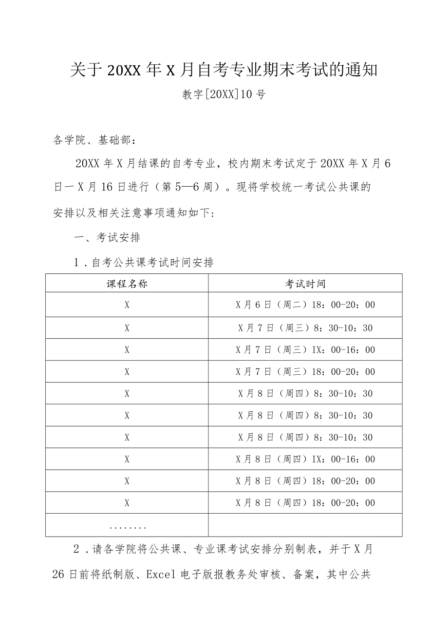 关于XX年X月X专业期末考试的通知.docx_第1页