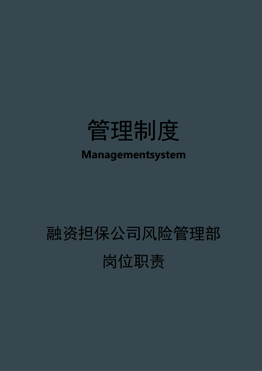 融资担保公司风险管理部（总监、经理、助理、监管经理）.docx_第1页