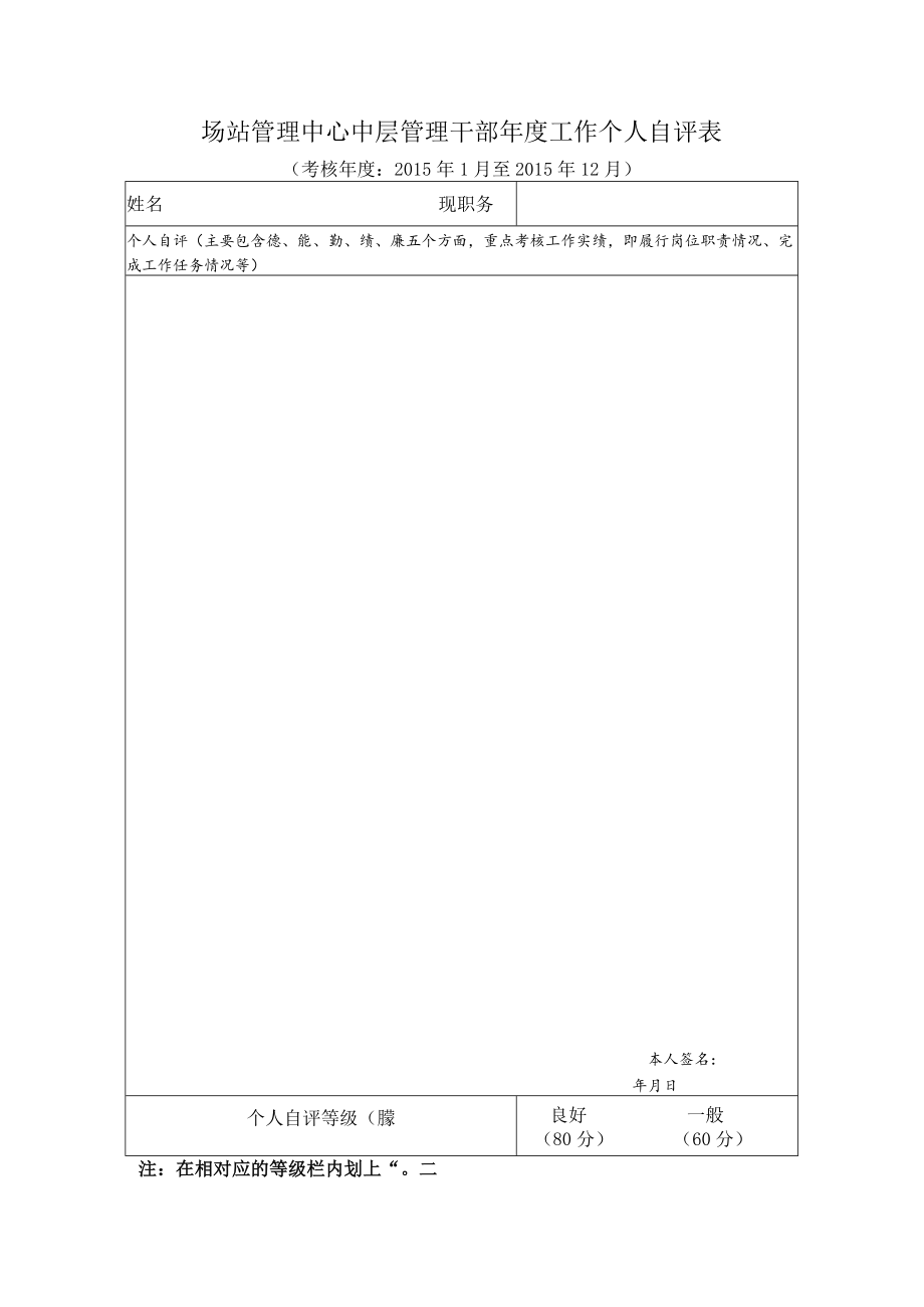 场站管理中心中层管理干部年度工作个人自评表.docx_第1页