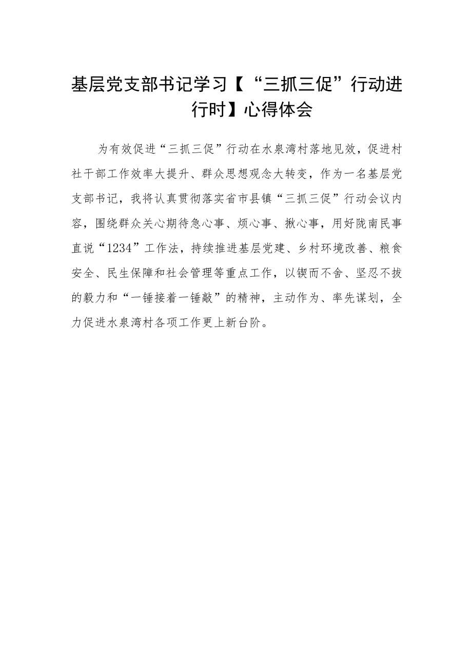 基层党支部书记学习【“三抓三促”行动进行时】心得体会.docx_第1页