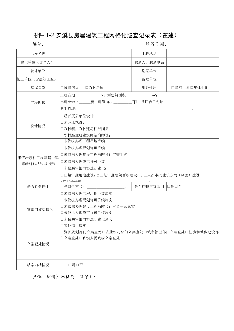 附件1-1 安溪县房屋建筑工程网格化巡查记录表（既有）.docx_第2页