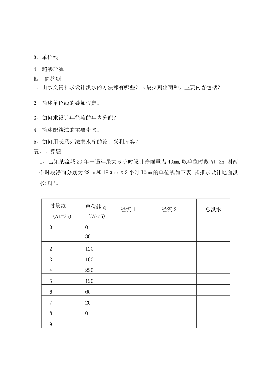 《水文水利计算》复习题A.docx_第2页