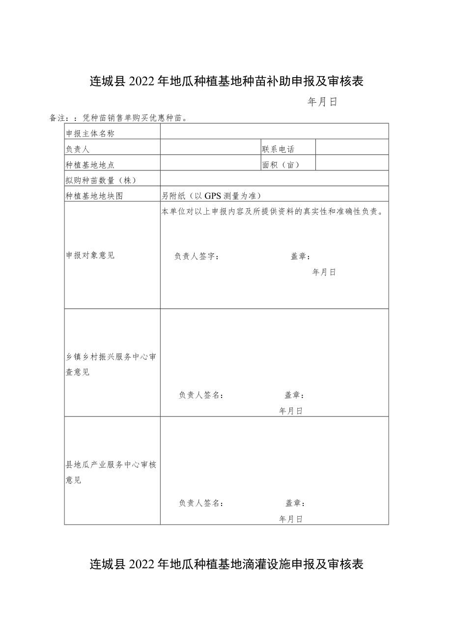 连城县2022年地瓜种植基地种苗补助申报及审核表.docx_第1页