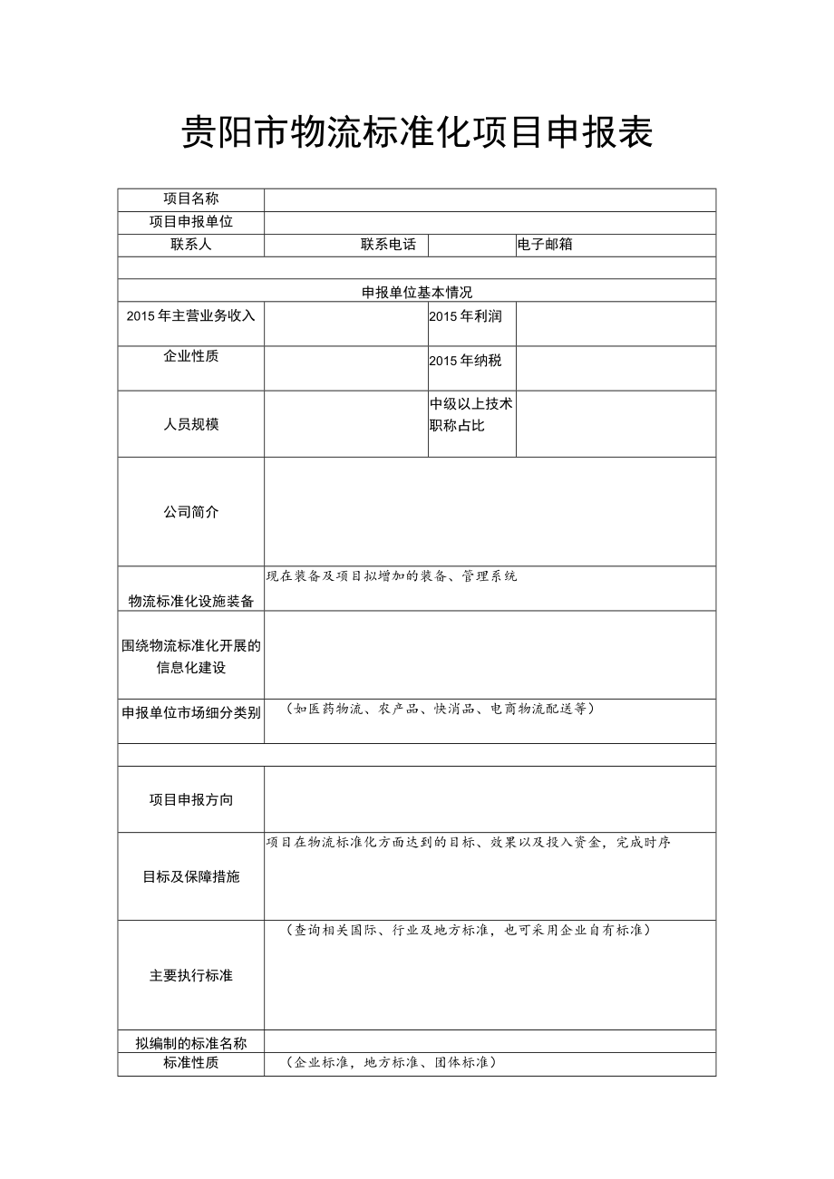 贵阳市物流标准化项目申报表.docx_第1页