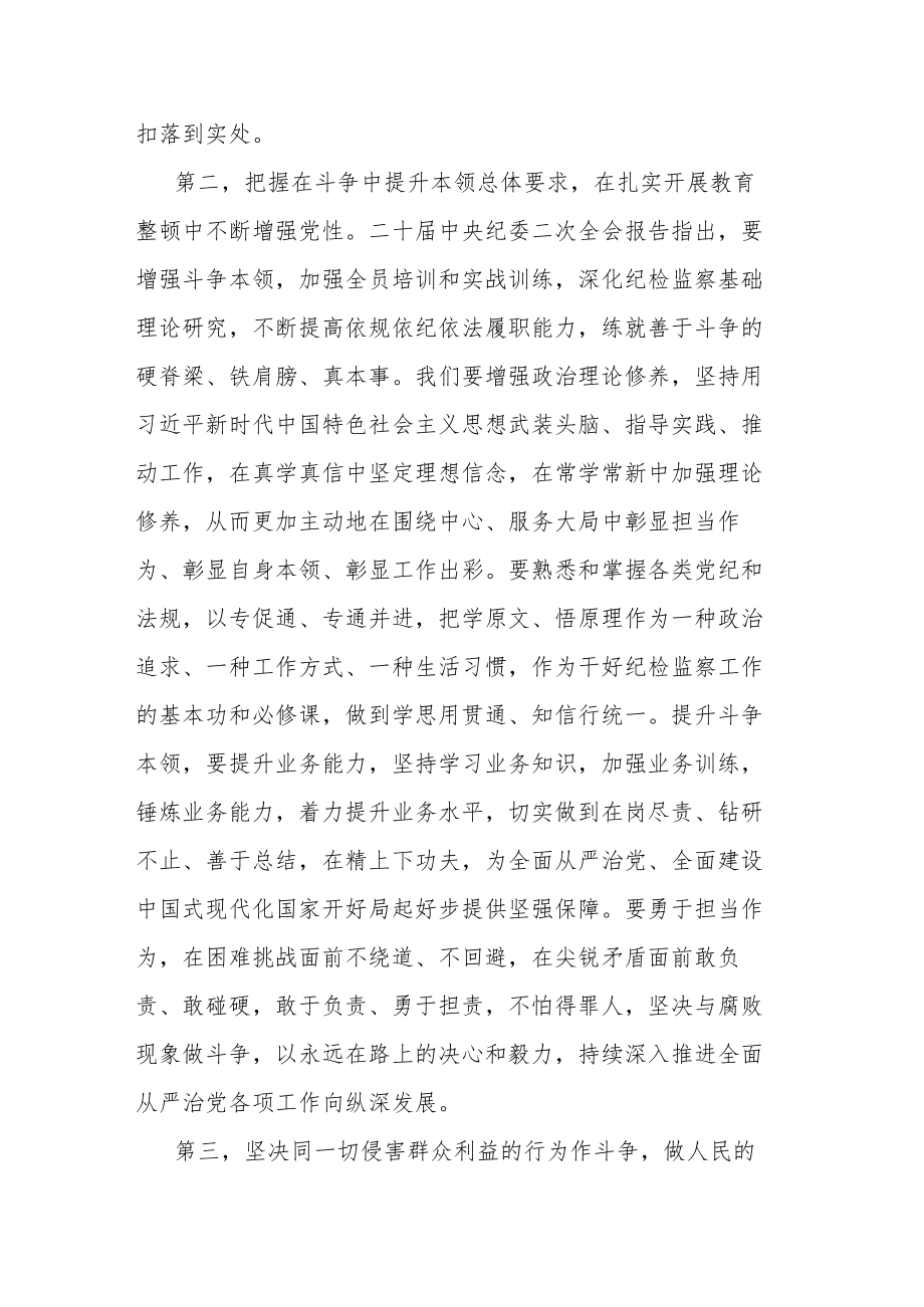 2023年纪检监察干部队伍教育整顿专题学习培训研讨发言(共二篇).docx_第3页