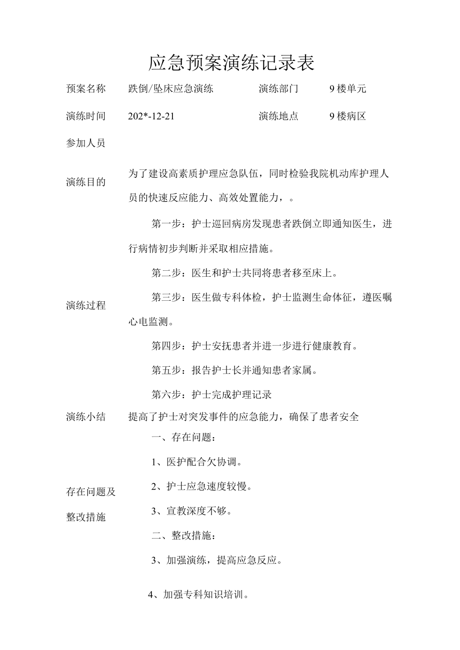 医院应急预案演练效果评价表.docx_第2页