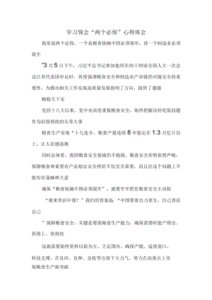 学习领会“两个必保”心得体会.docx