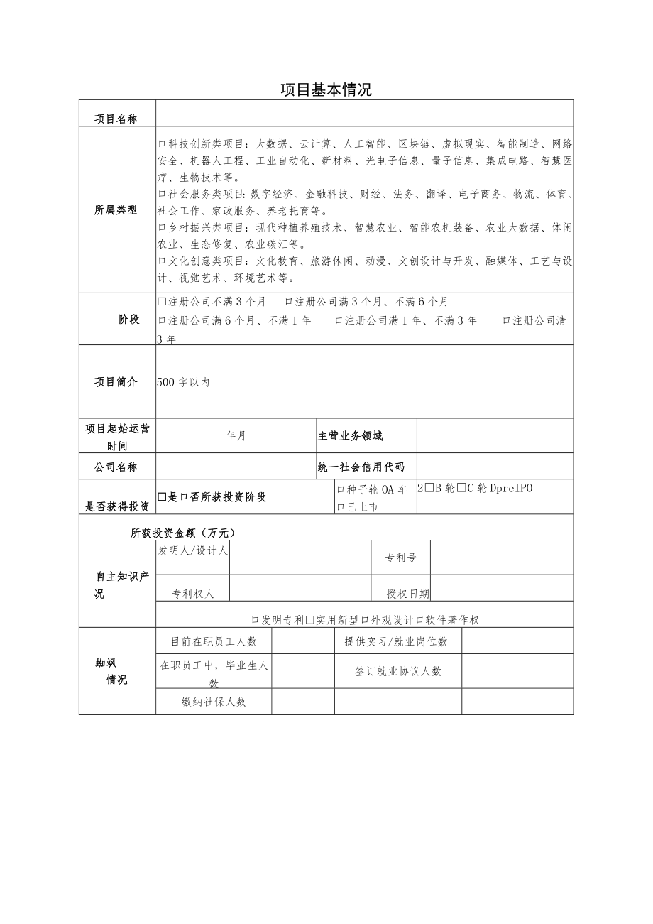 “创响中原”2023年河南省大学生创业项目培优申报表、导师推荐标准、基本情况推荐表.docx_第3页