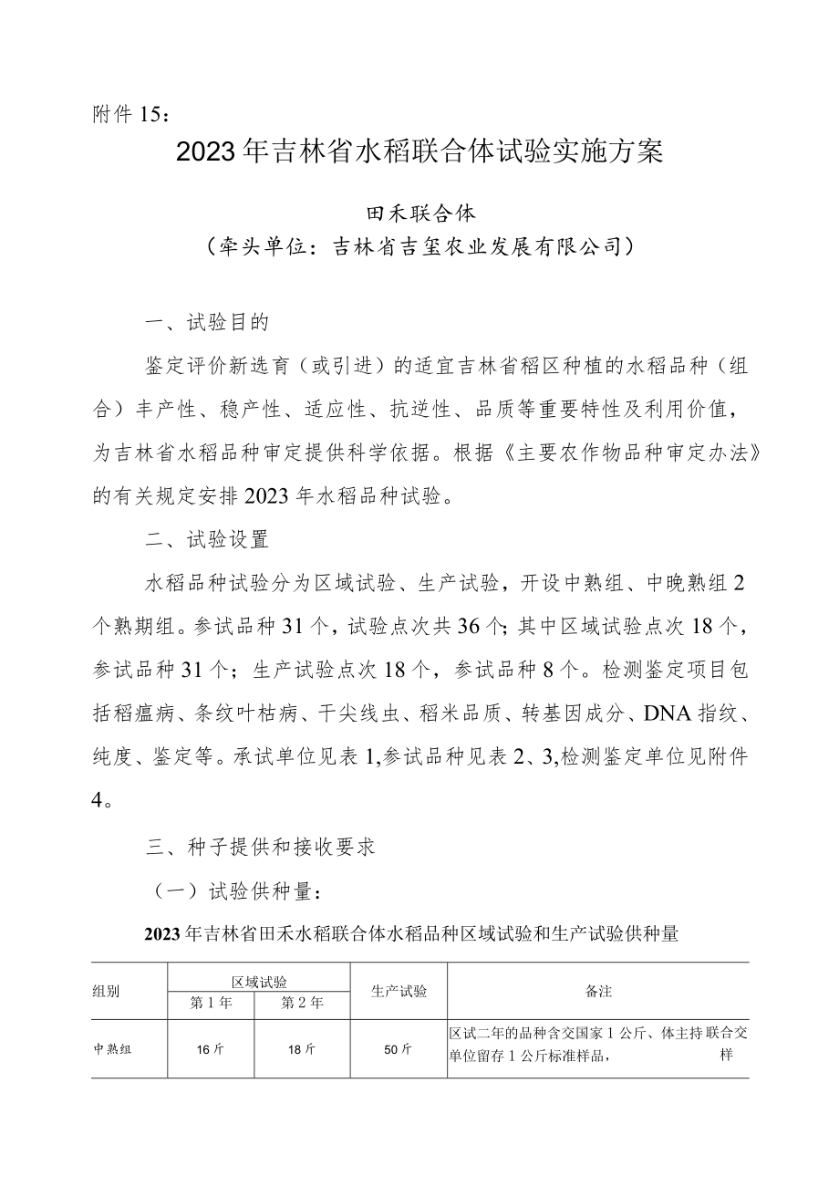 2023年吉林省水稻联合体试验实验方案-田禾联合体.docx_第1页