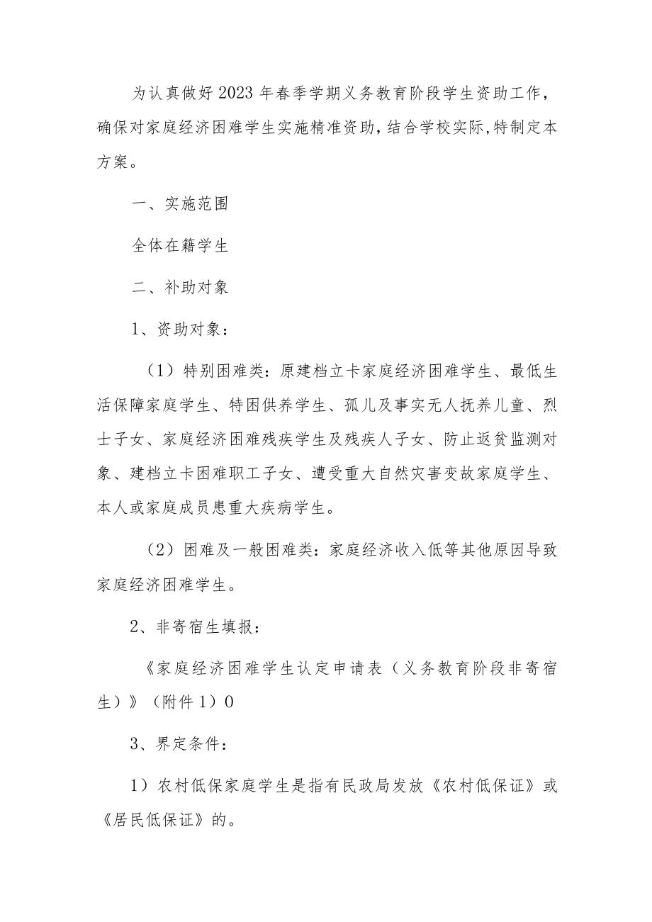 2023年小学春季义务教育阶段学生资助工作方案.docx_第2页