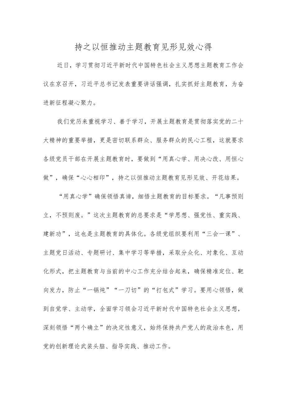 持之以恒推动主题教育见形见效心得.docx_第1页