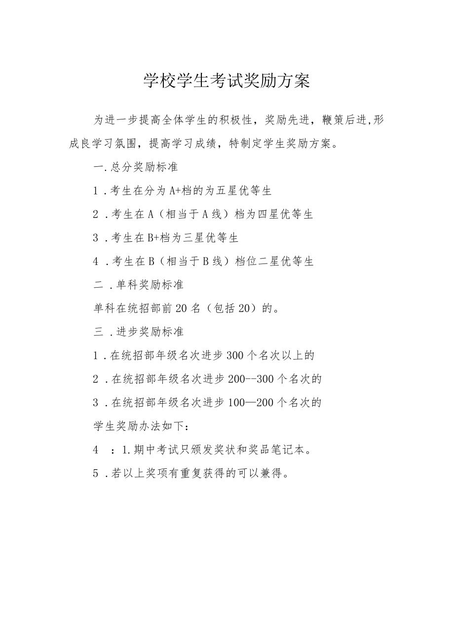 学校学生考试奖励方案.docx_第1页