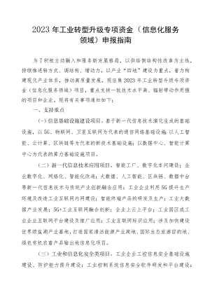 2023年工业转型升级专项资金（信息化服务领域）申报指南及申请表.docx