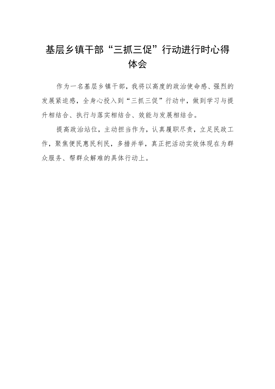 基层乡镇干部“三抓三促”行动进行时心得体会.docx_第1页