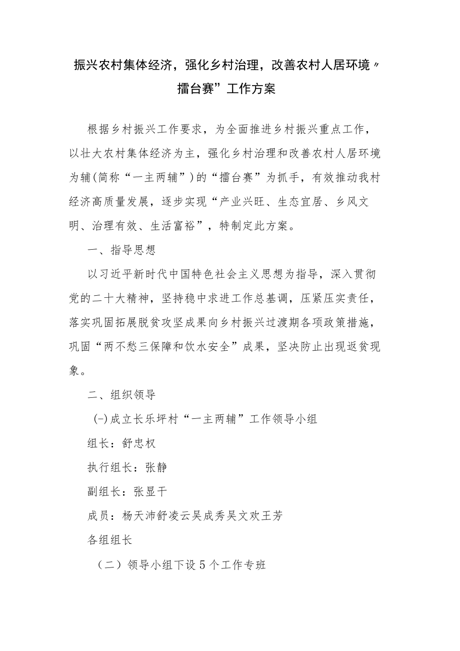 振兴农村集体经济强化乡村治理改善农村人居环境“擂台赛”工作方案.docx_第1页