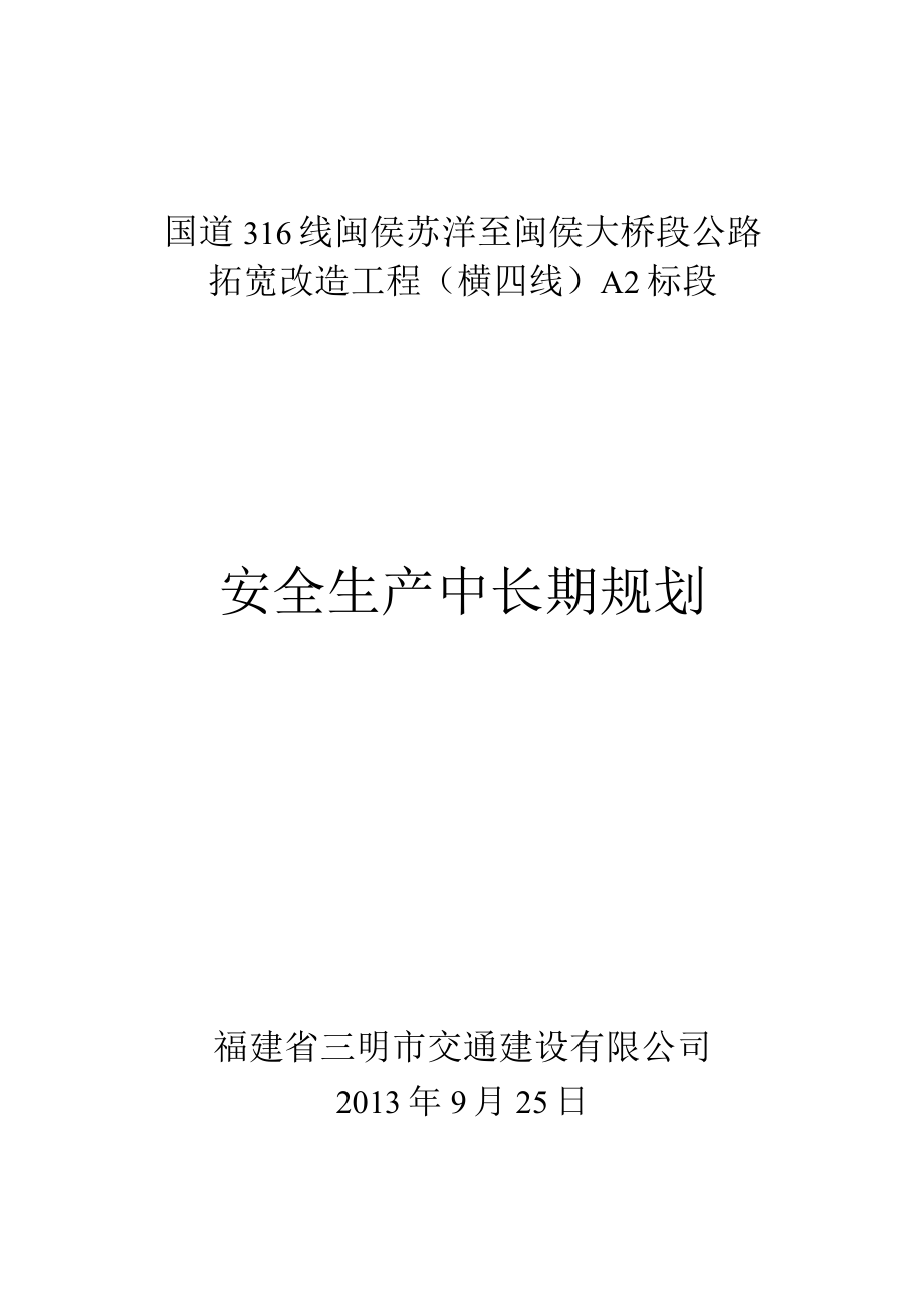 A2安全生产中长期规划.docx_第1页