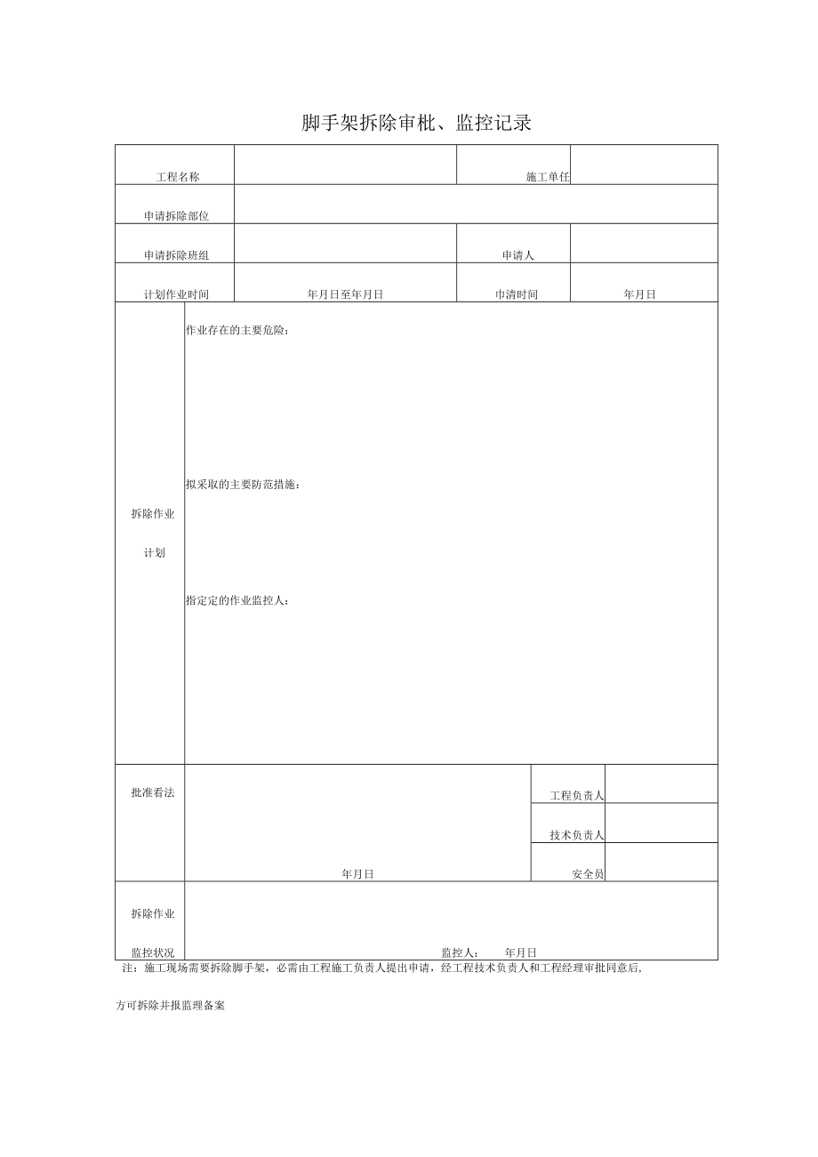 3 脚手架拆除审秕、监控记录.docx_第1页