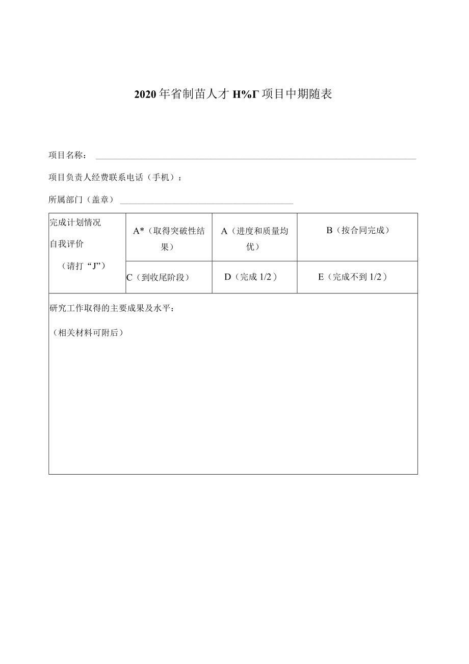 2020年省“新苗人才计划”项目中期检查表.docx_第1页