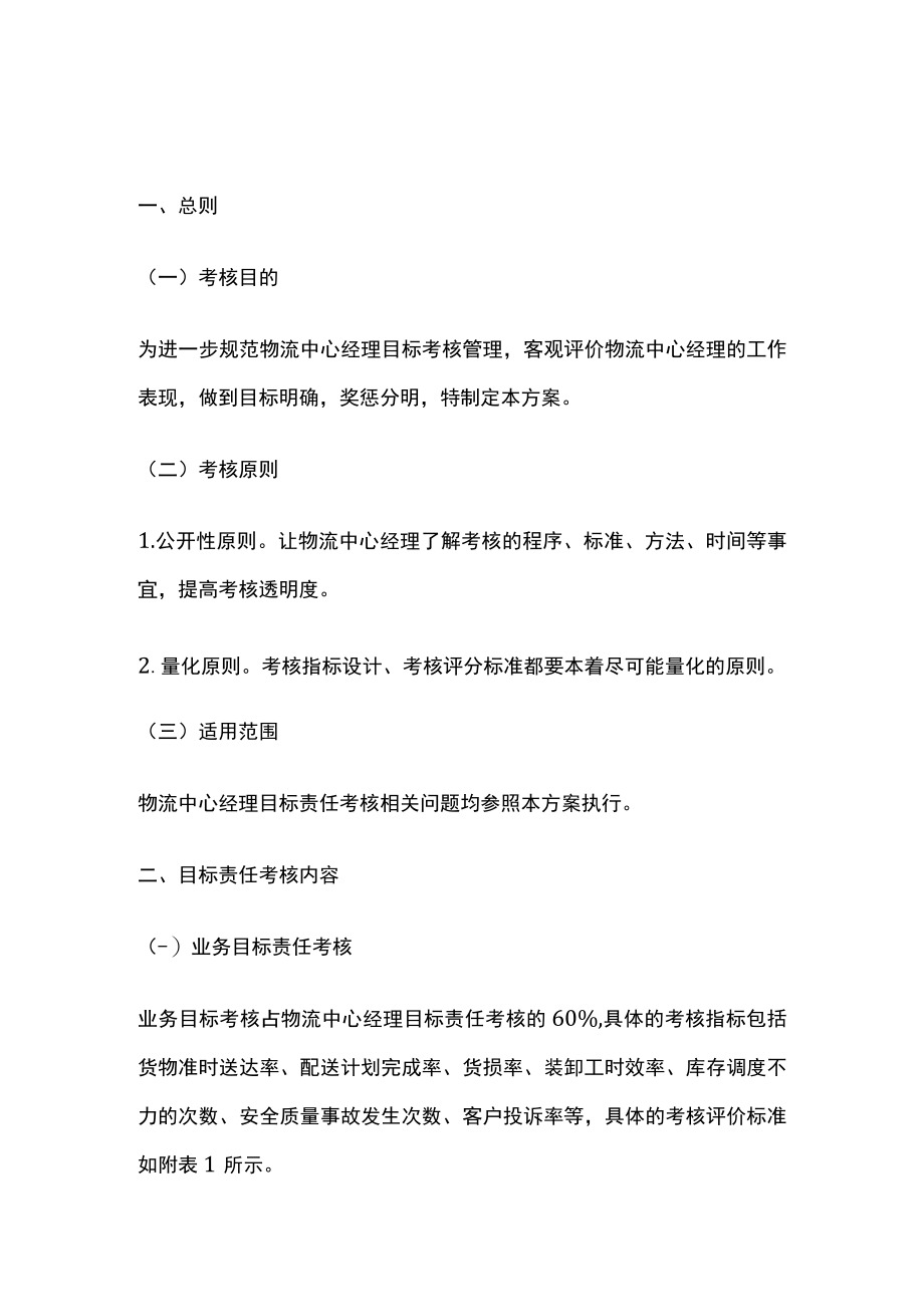 [全]物流中心经理目标责任考核方案.docx_第1页