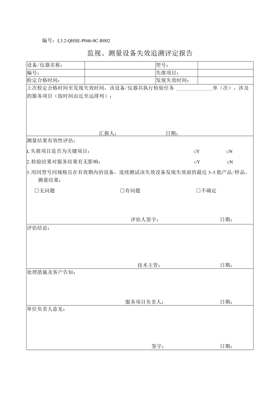 L3.2-QHSE-P046-OC-R002 监视、测量设备失效追溯评定报告.docx_第1页